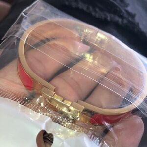 Gold and Red Bangle Bracelet